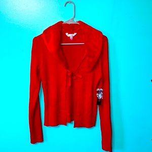 XXL Red Fur Collar Cardigan by NOBO